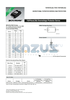 TISP4080L3AJR datasheet - BIDIRECTIONAL THYRISTOR OVERVOLTAGE PROTECTORS