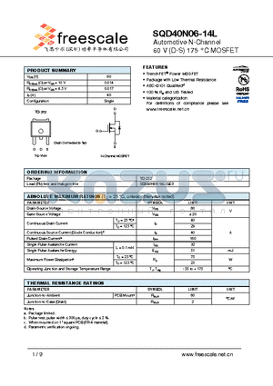 SQD40N06-14L datasheet - Automotive N-Channel 60 V (D-S) 175 `C MOSFET