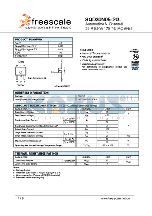 SQD30N05-20L datasheet - Automotive N-Channel 55 V (D-S) 175 `C MOSFET