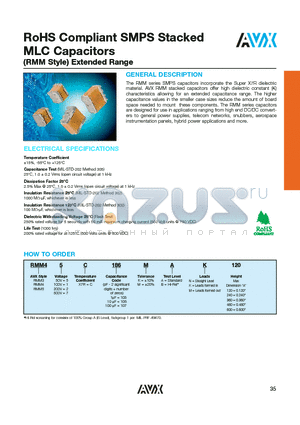 RMM datasheet - RoHS Compliant SMPS Stacked MLC Capacitors (RMM Style) Extended Range