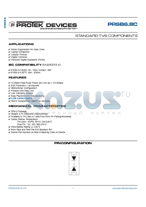 PRSB6.8C datasheet - STANDARD TVS COMPONENTS