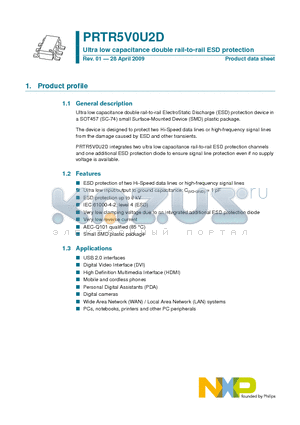 PRTR5V0U2D datasheet - Ultra low capacitance double rail-to-rail ESD protection