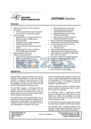 OXCFU950-QFAG datasheet - USB/UART multi-function 16-bit PC Card device