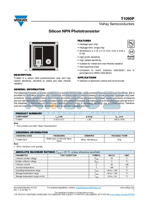 T1090P-SD-F datasheet - Silicon NPN Phototransistor