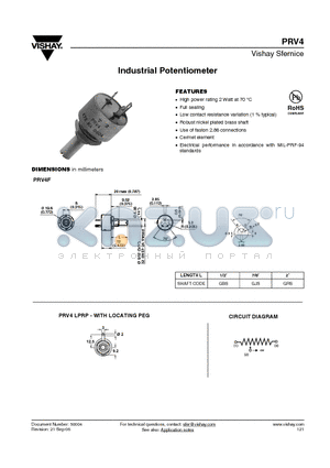 PRV4 datasheet - Industrial Potentiometer