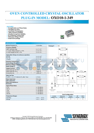 OXO10-1-349 datasheet - OVEN CONTROLLED crystal OSCILLATOR