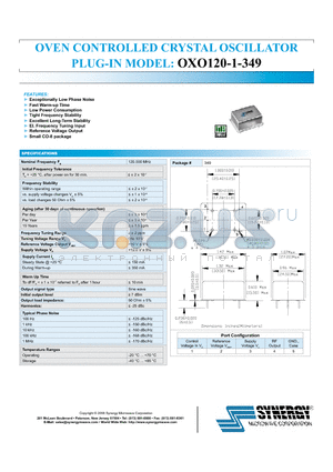 OXO120-1-349 datasheet - OVEN CONTROLLED crystal OSCILLATOR