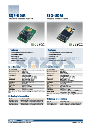 SQF-UDMS1-1G-HAE datasheet - Advantech Industrial USB DOM Industrial bNAND USB DOM