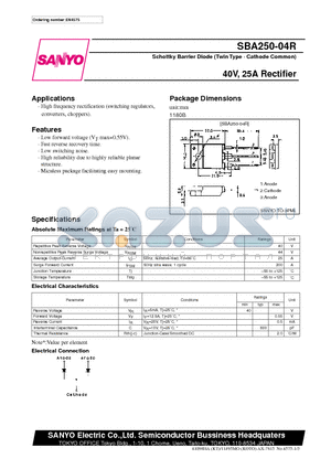 SBA250-04R datasheet - 40V, 25A Rectifier