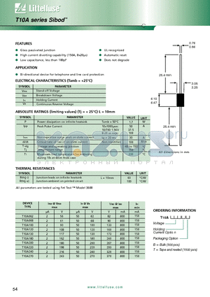 T10A100 datasheet - Glass passivated junction