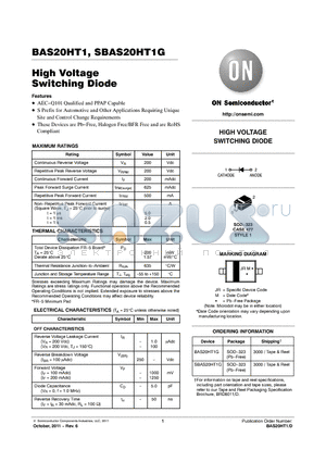 SBAS20HT1G datasheet - High Voltage Switching Diode