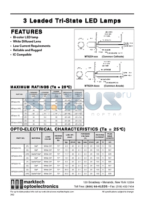 MT6224-AG datasheet - 3 Leaded Tri-State LED Lamps