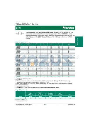 T10A180B datasheet - SIDACtor Devices