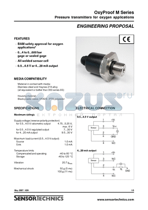 OXYPROOF-M datasheet - Pressure transmitters for oxygen applications