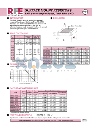 RMP10R-10K-J datasheet - SURFACE MOUNT RMP Series: Higher Power, Thick Film, SMD RESISTORS