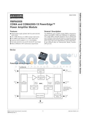 RMPA0959 datasheet - CDMA and CDMA2000-1X PowerEdge Power Amplifier Module