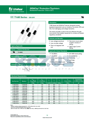 T10B110BXX datasheet - T10B Series are SIDACtor^ devices designed protect baseband equipment