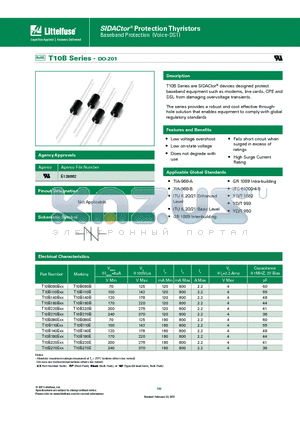 T10B080BXX datasheet - T10B Series are SIDACtor^ devices designed protect baseband equipment