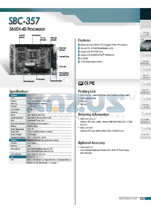 SBC-357 datasheet - 386SX-40 Processor