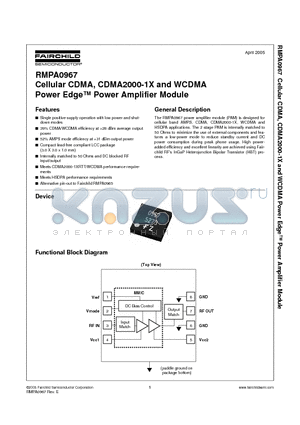 RMPA0967 datasheet - Cellular CDMA, CDMA2000-1X and WCDMA Power Edge Power Amplifier Module