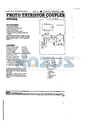 MT6450J datasheet - PHOTO THYRISTOR COUPLER