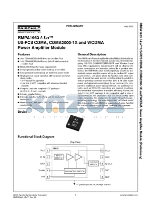 RMPA1963 datasheet - US-PCS CDMA, CDMA2000-1X and WCDMA Power Amplifier Module