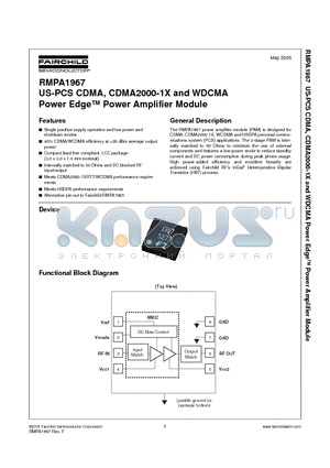 RMPA1967 datasheet - US-PCS CDMA, CDMA2000-1X and WDCMA Power Edge Power Amplifier Module