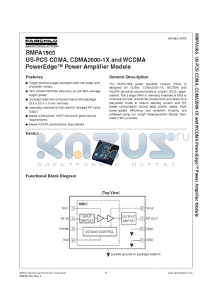 RMPA1965 datasheet - US-PCS CDMA, CDMA2000-1X and WCDMA PowerEdge TM Power Amplifier Module