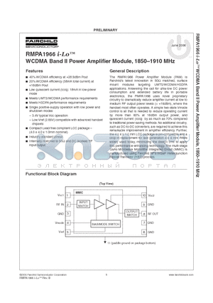 RMPA1966 datasheet - RMPA1966 I-Lo TM WCDMA Band II Power Amplifier Module, 1850-1910 MHz