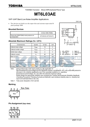 MT6L03AE datasheet - VHF~UHF Band Low Noise Amplifier Applications