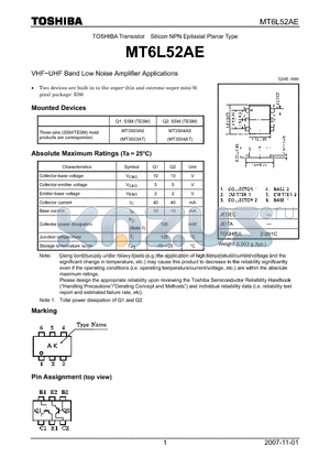 MT6L52AE datasheet - VHF~UHF Band Low Noise Amplifier Applications
