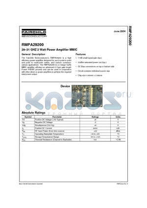 RMPA29200 datasheet - 29-31 GHZ 2 Watt Power Amplifier MMIC