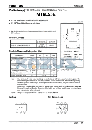 MT6L55E datasheet - VHF-UHF Band Low Noise Amplifier Application