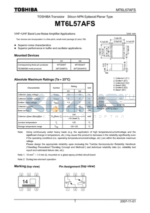 MT6L57AFS datasheet - VHF~UHF Band Low-Noise Amplifier Applications