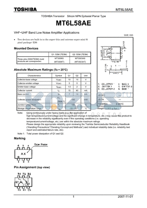 MT6L58AE datasheet - VHF~UHF Band Low Noise Amplifier Applications