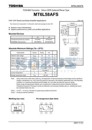 MT6L58AFS datasheet - VHF~UHF Band Low-Noise Amplifier Applications