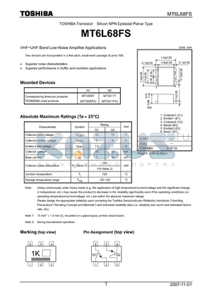 MT6L68FS datasheet - VHF~UHF Band Low-Noise Amplifier Applications