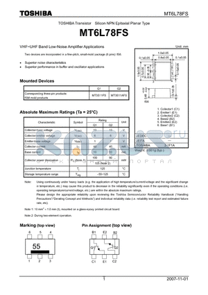 MT6L78FS datasheet - VHF~UHF Band Low-Noise Amplifier Applications