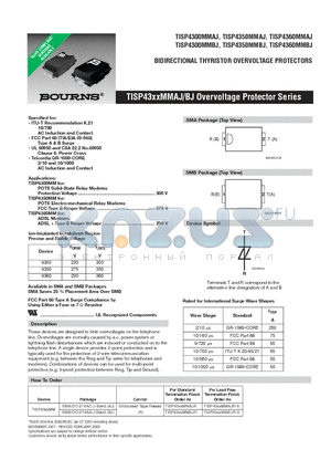 TISP4300MMAJR-S datasheet - BIDIRECTIONAL THYRISTOR OVERVOLTAGE PROTECTORS