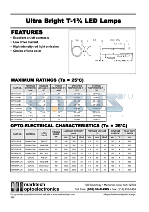 MT7118-UR datasheet - Marktech 5mm 12 AND 36 Ultra Bright LEDs