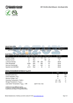 MT7118-UR-A datasheet - Ultra Bright LEDs