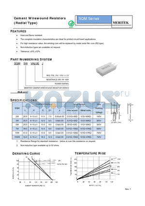 SQM datasheet - Cement Wirewound Resistors (Radial Type)