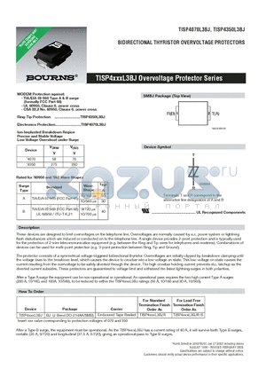 TISP4350L3BJ datasheet - BIDIRECTIONAL THYRISTOR OVERVOLTAGE PROTECTORS