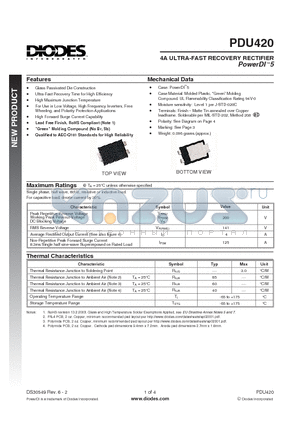 PDU420-13 datasheet - 4A ULTRA-FAST RECOVERY RECTIFIER