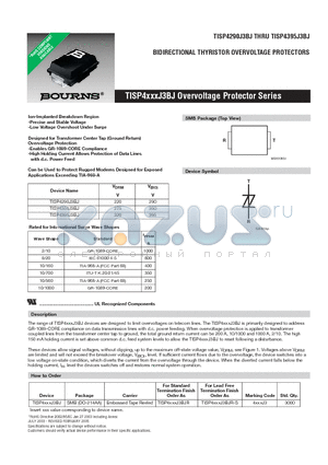 TISP4395J3BJR datasheet - BIDIRECTIONAL THYRISTOR OVERVOLTAGE PROTECTORS