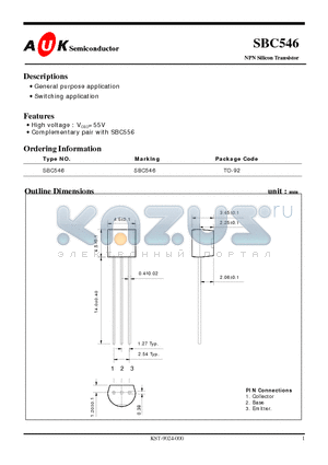 SBC546_1 datasheet - NPN Silicon Transistor