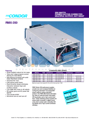 RMX-354-1205 datasheet - 350 WATTS POWER FACTOR CORRECTED MULTIPLE OUTPUT, HOT SWAP