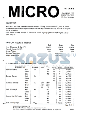 MT7CA-2 datasheet - 22mm SQUARE FULL SPECTRUM RAINVOW LED LAMP CLUSTER