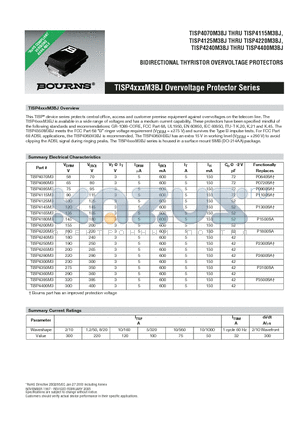 TISP4395M3BJ datasheet - BIDIRECTIONAL THYRISTOR OVERVOLTAGE PROTECTORS