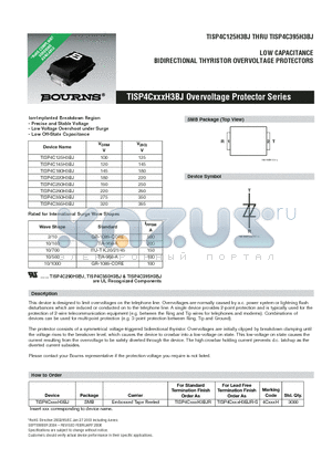 TISP4C395H3BJ datasheet - LOW CAPACITANCE BIDIRECTIONAL THYRISTOR OVERVOLTAGE PROTECTORS